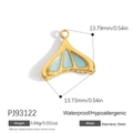 14K gold plated stainless steel fishtail pendant with light blue resin inlay - Mermaid Tail Style (PJ93122)