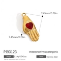 14K gold plated stainless steel palm pendant with a red heart, waterproof jewelry - Hamsa Hand With Heart Style (PJ93123)