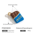 Ciondolo a cioccolato in lega con smalto marrone e blu e scritta CHOCO dorata - Forma di Cioccolato Marrone Blu (PJ92583D)