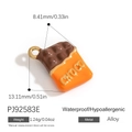 Ciondolo a forma di cioccolato in lega marrone e arancione con gancio dorato e testo CHOCO - Forma di Cioccolato Arancione Marrone (PJ92583E)