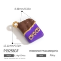 Ciondolo a bastoncino di cioccolato viola e marrone in lega per creazione di gioielli - Forma di Cioccolato Viola (PJ92583F)