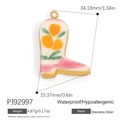 Pendentif botte en acier inoxydable avec motifs floraux jaunes peints à la main - Style Botte Western Tulipe Jaune (PJ92997)