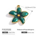 Waterproof stainless steel flower pendant in green enamel and 18K gold plating - Five-Petal Flower Pendant - Dark Green (PJ92858B)