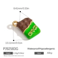 Pendentif chocolat vert avec relief CHOCO et anneau doré pour création de bijoux DIY - Chocolat Vert Marron (PJ92583G)