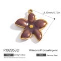 18K gold plated stainless steel five-petal flower pendant with purple enamel finish - Five-Petal Flower Pendant - Dark Brownish Purple (PJ92858D)