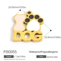 18K vergoldeter Edelstahl Hundemarke Anhänger mit Knochen und Pfotenabdruck Motiv - DOG Buchstaben Hohler Stil (PJ93055)