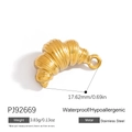 Polished 18K gold-plated stainless steel croissant pendant for women, 17.62mm size - Croissant Pendant (PJ92669)