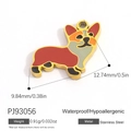 Cartoon Corgi Hund Anhänger aus vergoldetem Edelstahl mit buntem Emaille-Finish - Stehender Cartoon-Corgi (PJ93056)
