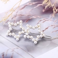 Elegante fermaglio per capelli a doppia stella con perle finte e finitura argento - Argento B7217