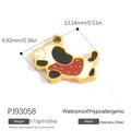 Niedlicher Hundeanhänger aus 18K vergoldetem Edelstahl mit bunten Emaille-Details - Schwarz-Weiß Gefleckter Hund-Stil (PJ93058)