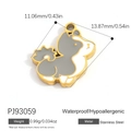 Corgi-Hundeanhänger aus goldenem Edelstahl mit grau-weißem Emaille-Besatz - Grau-Weißer Haustier-Stil (PJ93059)
