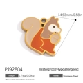 Eichhörnchen-Anhänger aus Edelstahl mit 18K Vergoldung und Emaille für DIY-Schmuck - Oranger Eichhörnchen Cartoon-Stil (PJ92804)