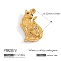 Golden stainless steel cat pendant with moon and star pattern for DIY necklace - Gold Star Moon Cat Pendant (PJ92878)