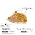 Goldener Igel-Anhänger aus Edelstahl für DIY-Schmuck, wasserfest und hypoallergen - Kaffee-Igel-Stil (PJ92803)