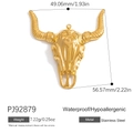 Golden stainless steel bull skull pendant, waterproof and hypoallergenic for DIY jewelry - Gold Bull Skull Shape Pendant (PJ92879)