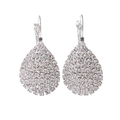Elegantes pendientes de gota plateados con cristales brillantes para mujer, joyería - Estilo Plateado (A6526)