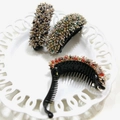 Set of three Korean style banana hair clips with colorful sparkling rhinestones - Red (B9304)