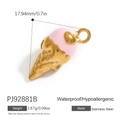 Pink ice cream cone pendant in 18K gold plated stainless steel for jewelry making - Pink Ice Cream Shape Pendant (PJ92881B)
