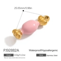 Pink candy pendant in 18K gold plated stainless steel for DIY jewelry making - Pink Candy Shape Pendant (PJ92882A)