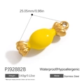 Yellow candy-shaped stainless steel pendant with gold accents, waterproof and hypoallergenic - Yellow Candy Shape Pendant (PJ92882B)