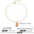 18K Gold-Edelstahlhalskette mit rosa Tarot-Kaiserin-Anhänger und weißen Diamanten - Die Herrscherin (XL31986)