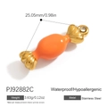 18K gold plated stainless steel candy pendant in orange enamel with measurements - Orange Candy Shape Pendant (PJ92882C)