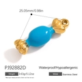 Blue enamel candy pendant in stainless steel with shell texture and golden finish - Blue Candy Shape Pendant (PJ92882D)