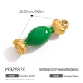 Green enamel candy shaped pendant in 18K gold plated stainless steel for DIY jewelry - Green Candy Shape Pendant (PJ92882E)