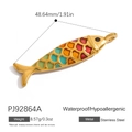 18K gold-plated stainless steel fish pendant with colorful rainbow enamel scales - Colorful Koi Pendant - Mixed Color (PJ92864A)
