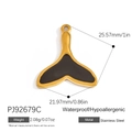 Golden and black whale tail charm in stainless steel for jewelry making - Black Fishtail Pendant (PJ92679C)