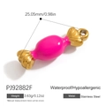 Pink enamel candy pendant in 18K gold plated stainless steel with size and weight info - Dark Pink Candy Shape Pendant (PJ92882F)