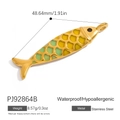 Gold-plated fish pendant in stainless steel with colorful green and yellow enamel scales - Colorful Koi Pendant - Yellow Green (PJ92864B)