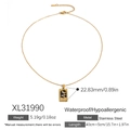 Goldene Edelstahlkette mit Tarotkarten-Anhänger Knight of Cups und Kristallbesatz - Ritter der Kelche (XL31990)