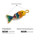 Colorful fish pendant in 18K gold plated stainless steel with vibrant enamel finish - Colorful Gradient Fish Pendant (PJ92884A)