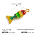 Colorful koi fish pendant in gold stainless steel with red and green enamel details - Red Yellow Green Carp Shape Pendant (PJ92884B)