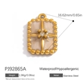 Vintage 18K gold-plated stainless steel rectangular pendant with white enamel inlay - Vintage Cross Pendant - White (PJ92865A)