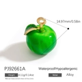 Pendentif pomme verte en alliage avec finition dorée et émail détaillé de haute qualité - Pomme Verte (PJ92661A)