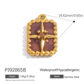 Vintage 18K gold plated stainless steel rectangle pendant with cross and purple enamel - Vintage Cross Pendant - Purple (PJ92865B)