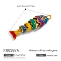 Colorful articulated fish pendant in stainless steel with vibrant enamel finish - Movable Joint Multicolor Fish Pendant (PJ92887A)