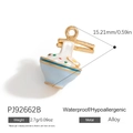 Pendentif bol de ramen bleu en alliage doré avec détails de nouilles pour bijoux DIY - Bol de Nouilles Bleu (PJ92662B)