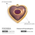 Purple heart pendant with golden stainless steel frame and inner oval detail - Purple Translucent Heart Pendant (PJ92888A)