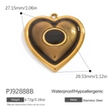 Golden stainless steel heart pendant with black enamel inlay and 18K gold plating - Black Heart Inlaid Pendant (PJ92888B)