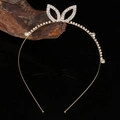 Serre-tête oreilles de lapin avec strass brillants pour fille en métal doré poli - Doré