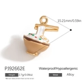 Pendentif bol de ramen en alliage avec émail coloré et finition dorée élégante - Bol à Bord Doré (PJ92662E)