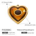 Stainless steel heart pendant with amber resin inlay and 18K gold plating - Amber Heart Pendant (PJ92888C)