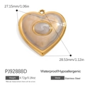 18K gold plated stainless steel heart pendant with grey marble inlay detail - Marble Pattern Heart Pendant (PJ92888D)