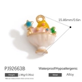Pendentif sundae en alliage avec émail rose et détails d'étoiles dorées élégantes - Sundae Rose Jaune (PJ92663B)