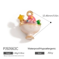 Pendentif cornet de glace rose en alliage avec anneau doré taille 15.46mm 1.96g - Dessert Multicolore (PJ92663C)