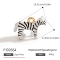 Pendentif zèbre mignon en alliage avec finition émail noir et blanc pour bijoux DIY - Zèbre à Rayures Noires Blanches (PJ92664)