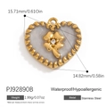 Golden heart pendant with grey clover center made of waterproof stainless steel - Gray Texture Clover Heart Pendant (PJ92890B)